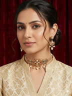 Chokar set - orange gold and green