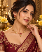 Elegant & sleek Copper set with red Lotus & elephants