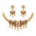 Chokar set - orange gold and green