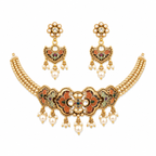 Chokar set - orange gold and green