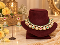Unique Designer necklace set with red & green stone & moissanite.