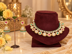 Unique Designer necklace set with red & green stone & moissanite.