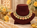 Unique Designer necklace set with red & green stone & moissanite.